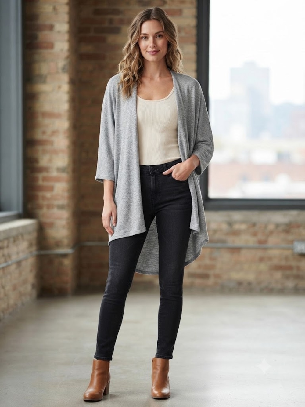 LuLaRoe Heather Gray Knit Top Oversized